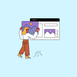 vector illustration of a person building webpage